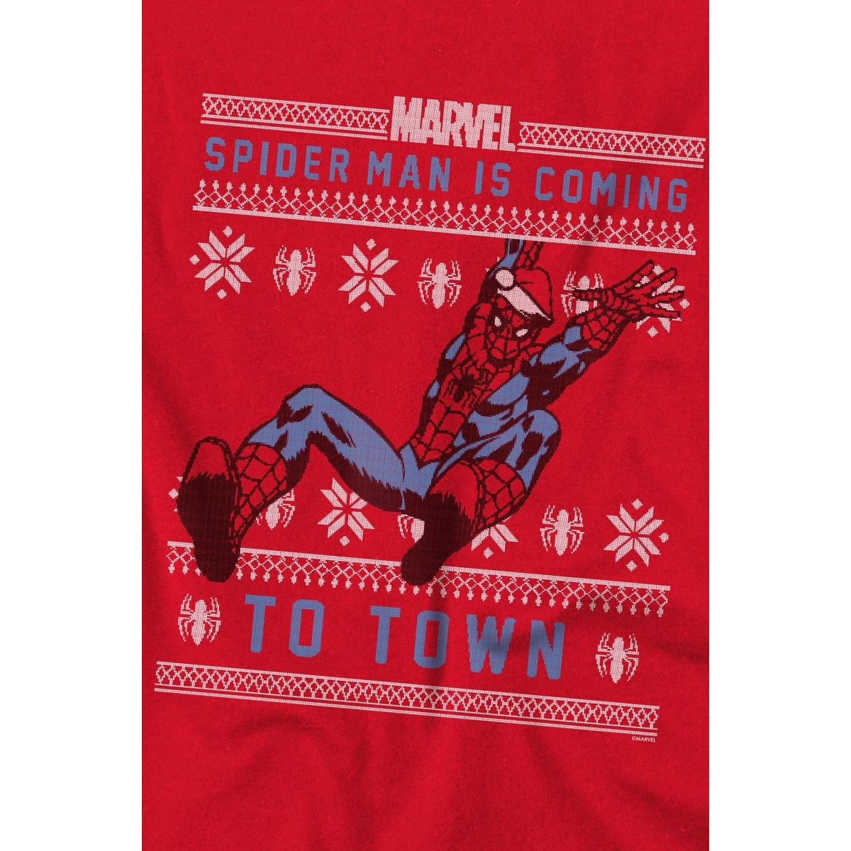 Red - Side - Spider-Man Mens Christmas Sweater T-Shirt