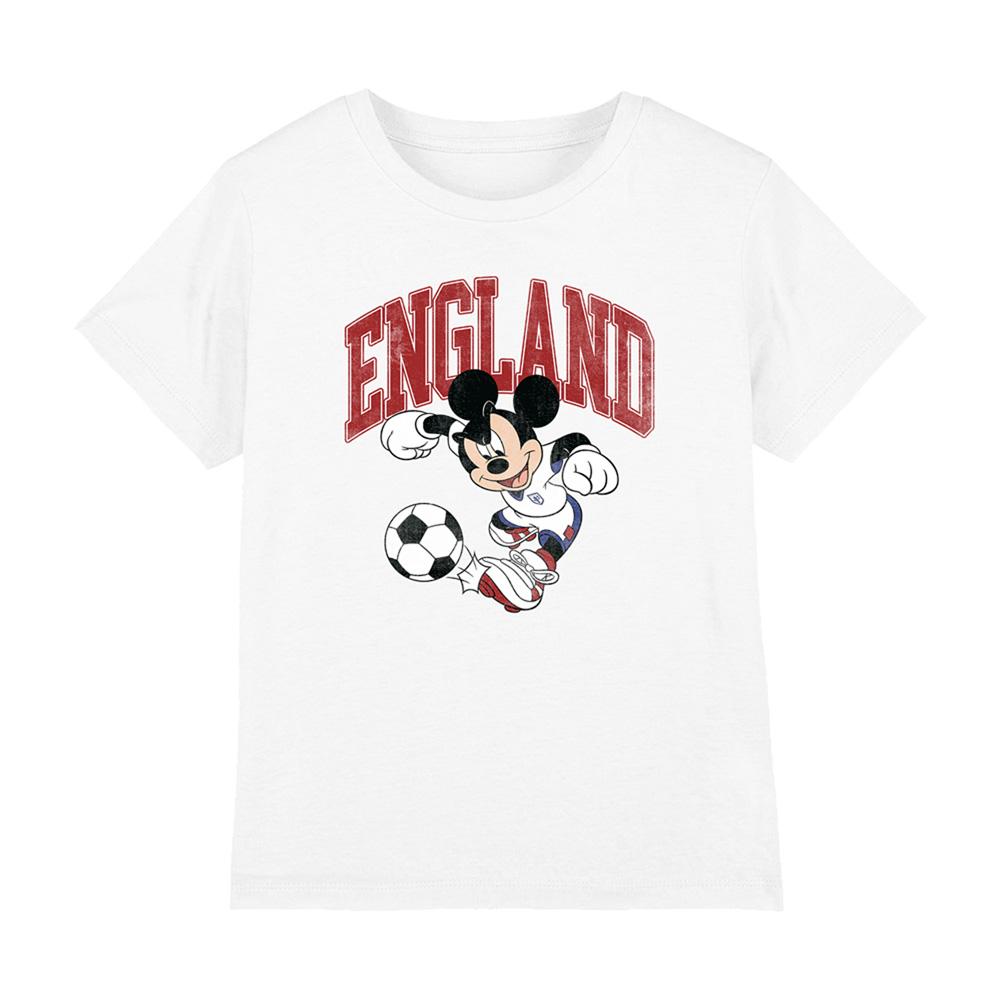 White - Front - Disney Childrens-Kids England Mickey Mouse Football T-Shirt