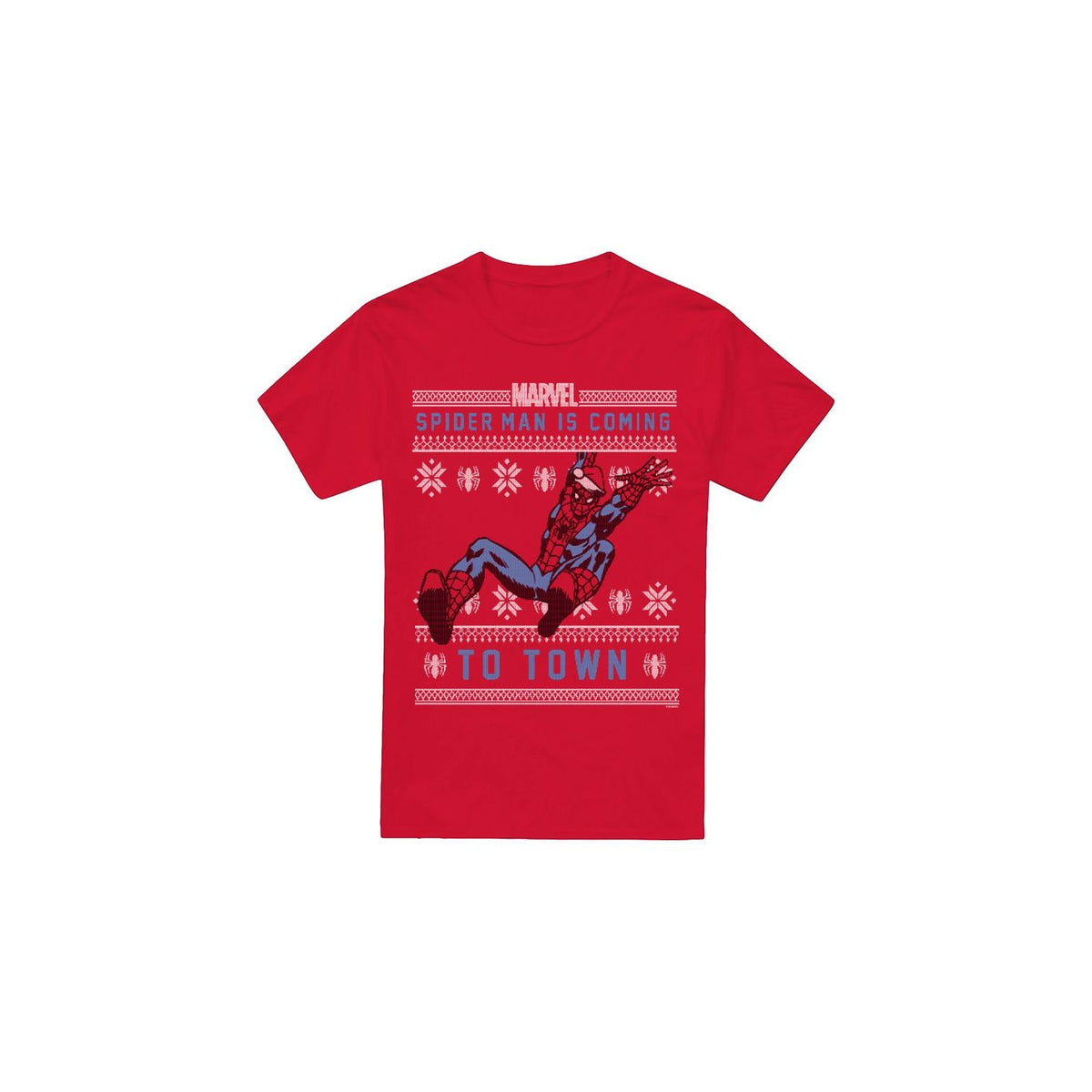 Red - Front - Spider-Man Mens Christmas Sweater T-Shirt