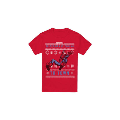Red - Front - Spider-Man Mens Christmas Sweater T-Shirt