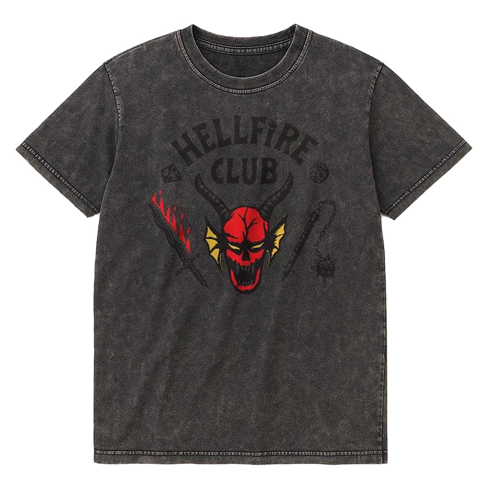 Black - Front - Stranger Things Unisex Adult Hellfire Club Inverted Vintage Wash Long-Sleeved T-Shirt