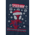 Navy - Side - Spider-Man Childrens-Kids Snowflake Christmas Sweater T-Shirt
