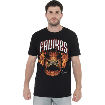 Black - Side - Harry Potter Unisex Adult The Phoenix Fawkes Flames T-Shirt