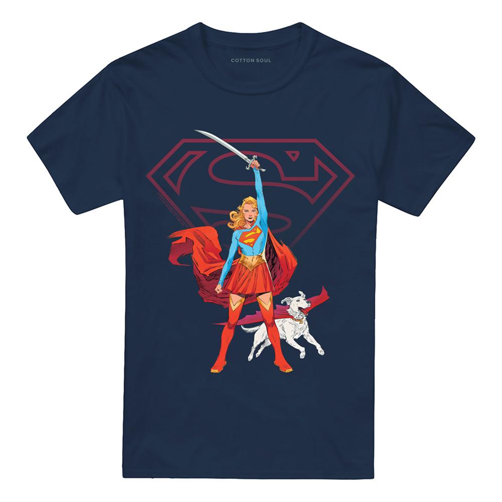 Navy - Front - Supergirl Unisex Adult Woman Of Tomorrow Sword T-Shirt