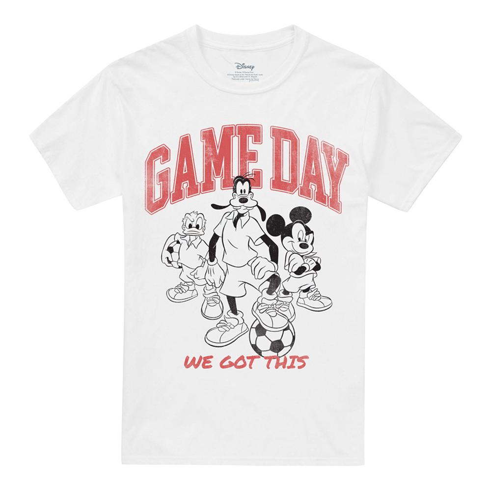 White - Front - Disney Unisex Adult Game Day Mickey Mouse & Friends T-Shirt