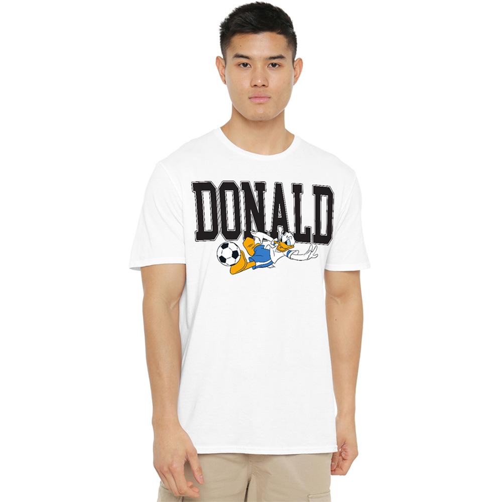 White - Side - Disney Unisex Adult Kick Donald Duck Football T-Shirt