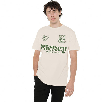 Natural - Side - Disney Unisex Adult USA Mickey Mouse Football T-Shirt