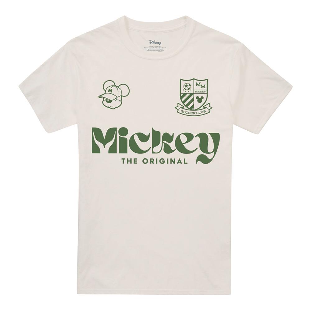 Natural - Front - Disney Unisex Adult USA Mickey Mouse Football T-Shirt