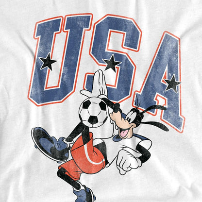White - Pack Shot - Disney Unisex Adult USA Goofy Football T-Shirt
