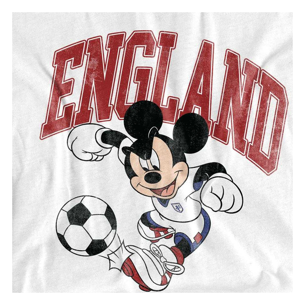 White - Pack Shot - Disney Unisex Adult England Mickey Mouse Football T-Shirt