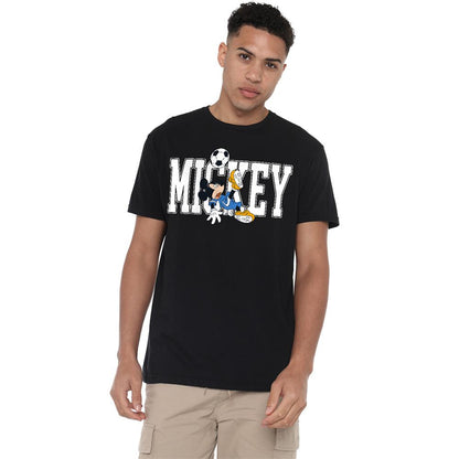 Black - Side - Disney Unisex Adult Kick Mickey Mouse Football T-Shirt