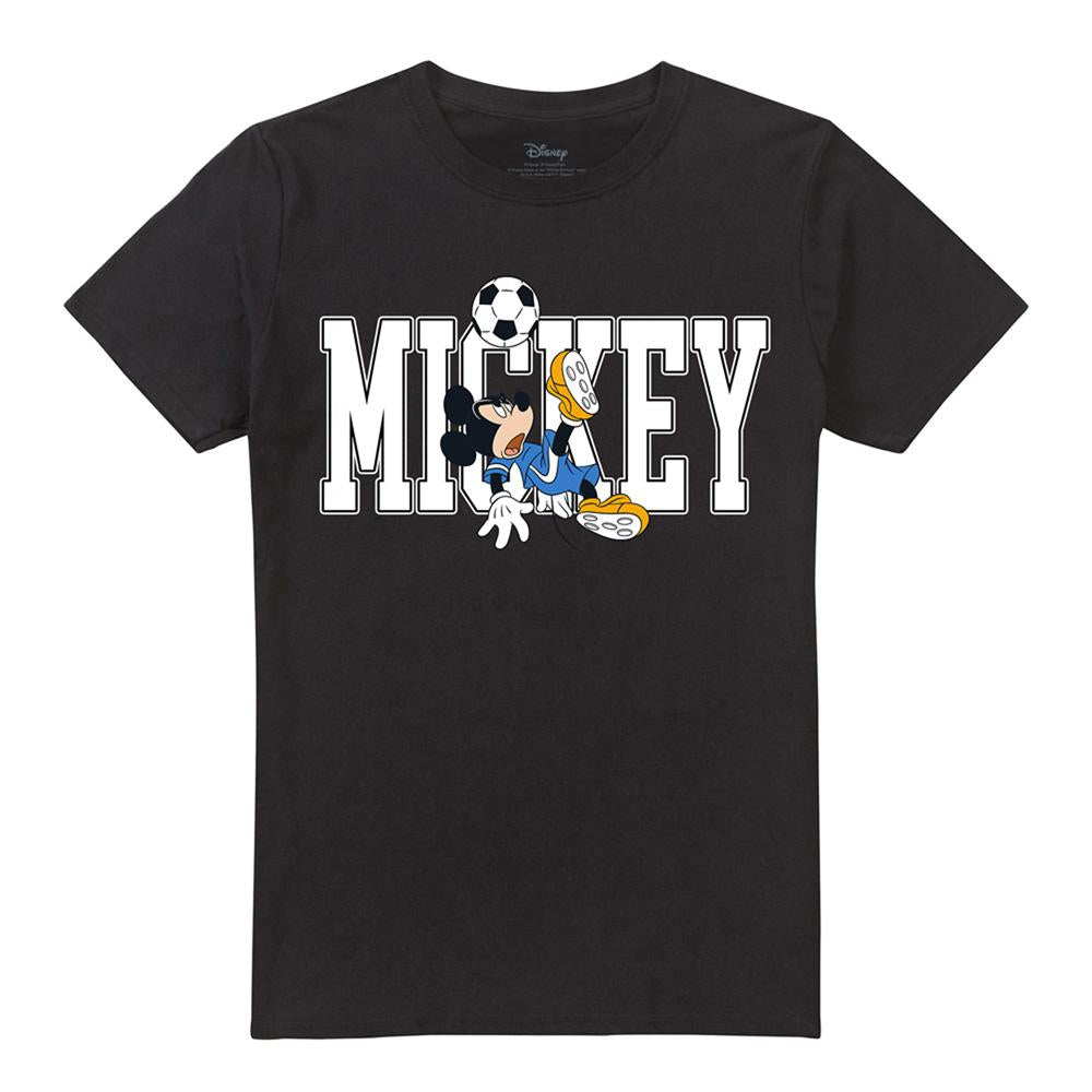 Black - Front - Disney Unisex Adult Kick Mickey Mouse Football T-Shirt