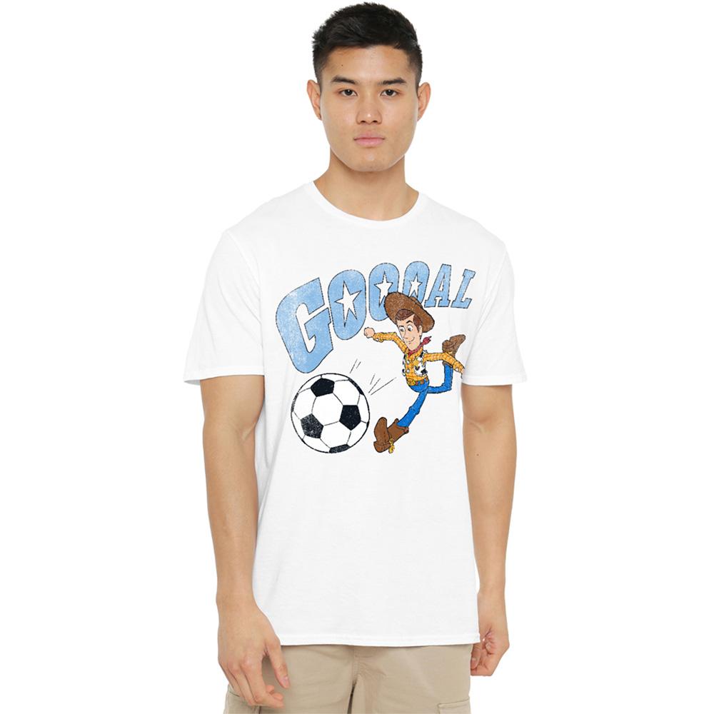 White - Side - Toy Story Unisex Adult Goal Woody T-Shirt