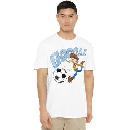 White - Side - Toy Story Unisex Adult Goal Woody T-Shirt