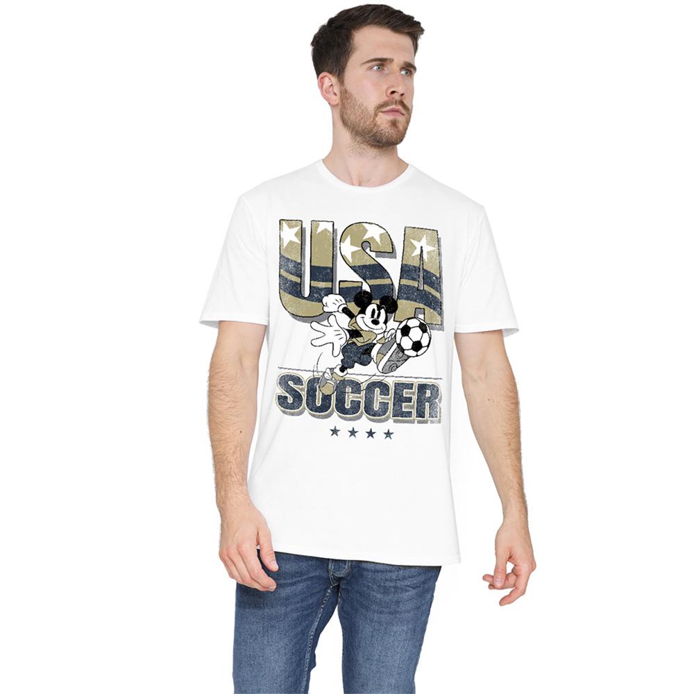 White - Side - Disney Unisex Adult USA Soccer Mickey Mouse T-Shirt
