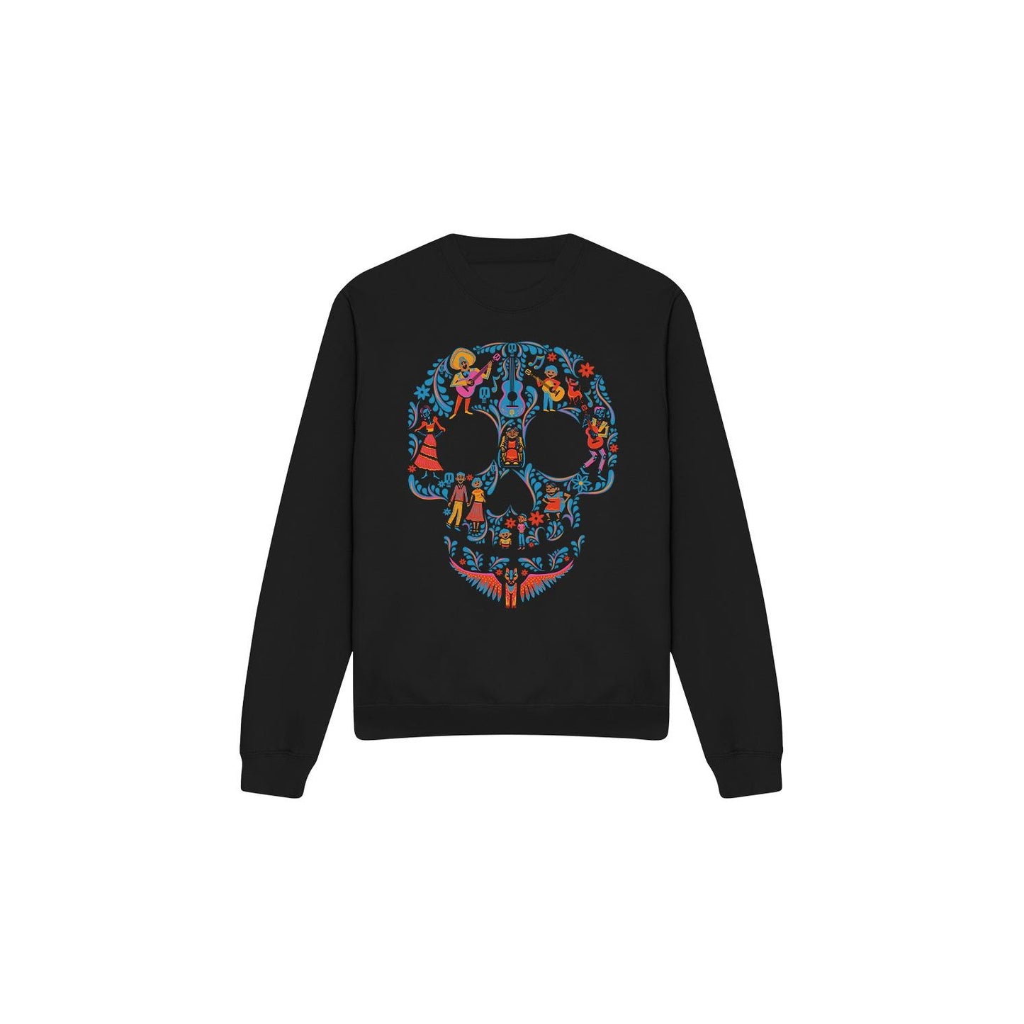 Black - Front - Coco Unisex Adult Day Of The Dead Rivera Family Skull Sweatshirt