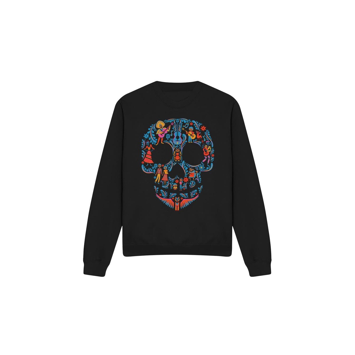 Black - Front - Coco Unisex Adult Day Of The Dead Rivera Family Skull Sweatshirt