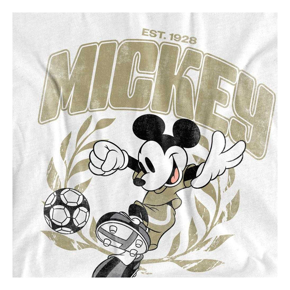 White - Side - Disney Unisex Adult Mickey Mouse Laurel Football T-Shirt