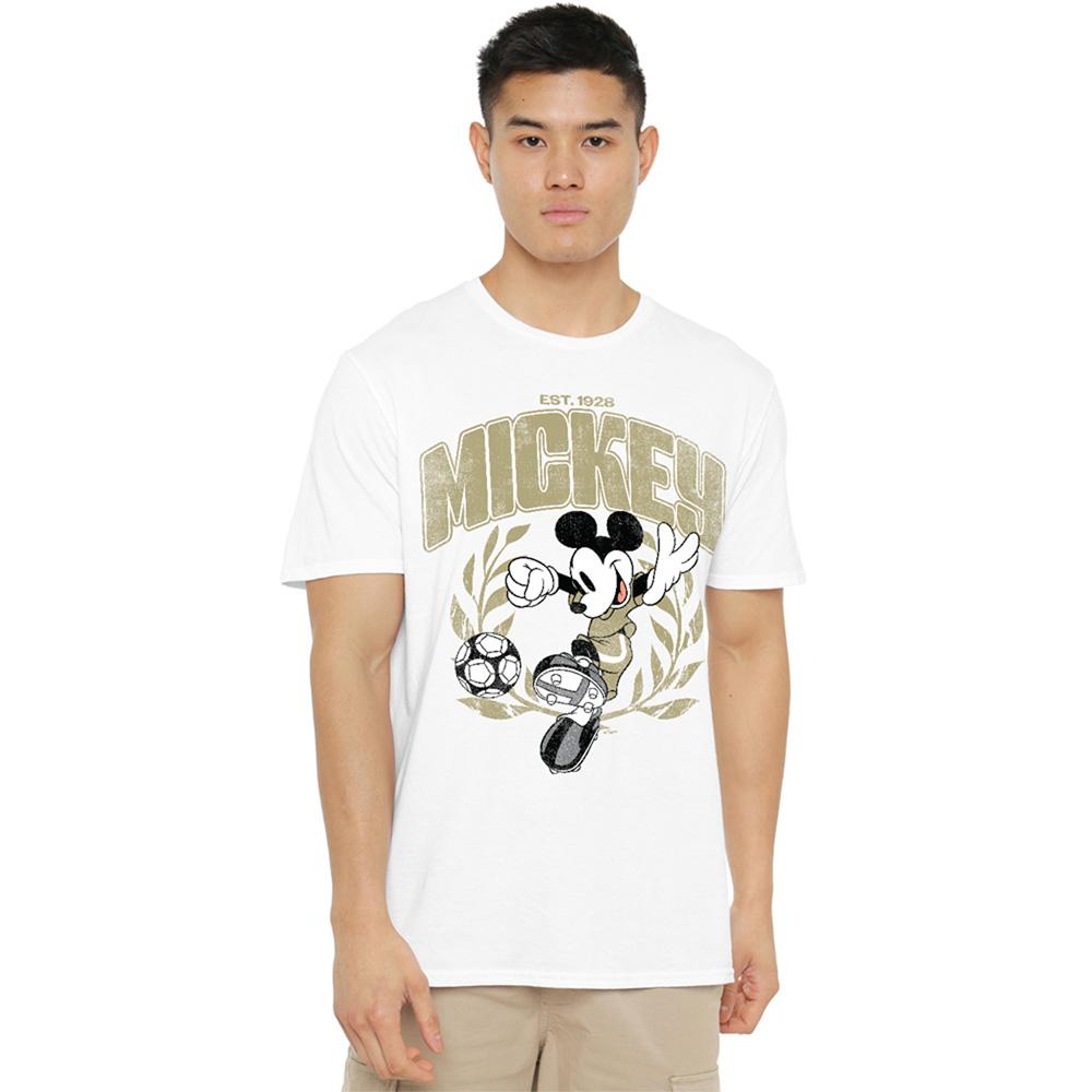 White - Lifestyle - Disney Unisex Adult Mickey Mouse Laurel Football T-Shirt