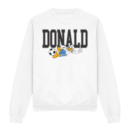 White - Front - Disney Unisex Adult Football Kick Donald Duck Sweatshirt