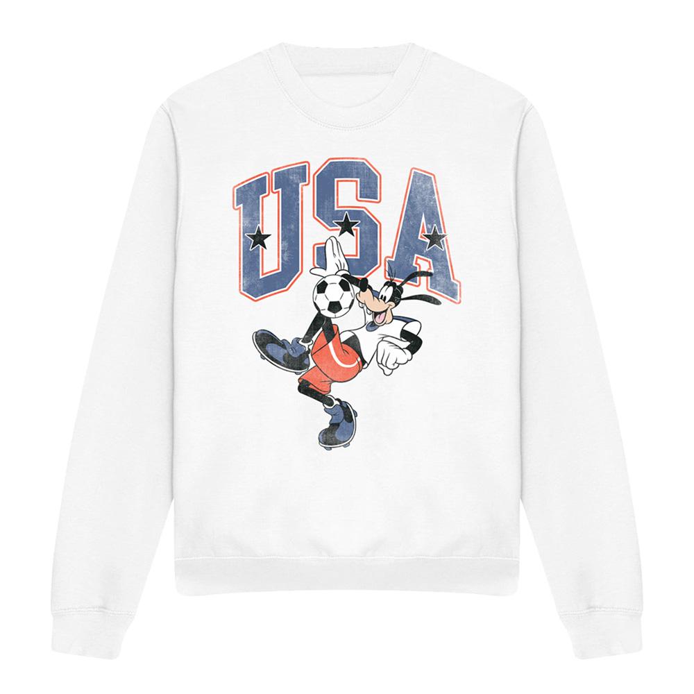 White - Front - Disney Unisex Adult Football USA Goofy Sweatshirt