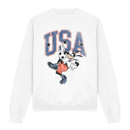 White - Front - Disney Unisex Adult Football USA Goofy Sweatshirt