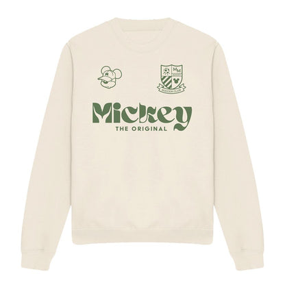 Natural - Front - Disney Unisex Adult Football USA Mickey Mouse Sweatshirt