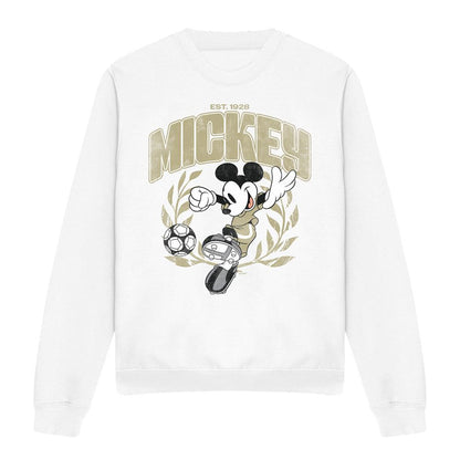 White - Front - Disney Unisex Adult Laurel Mickey Mouse Football Sweatshirt