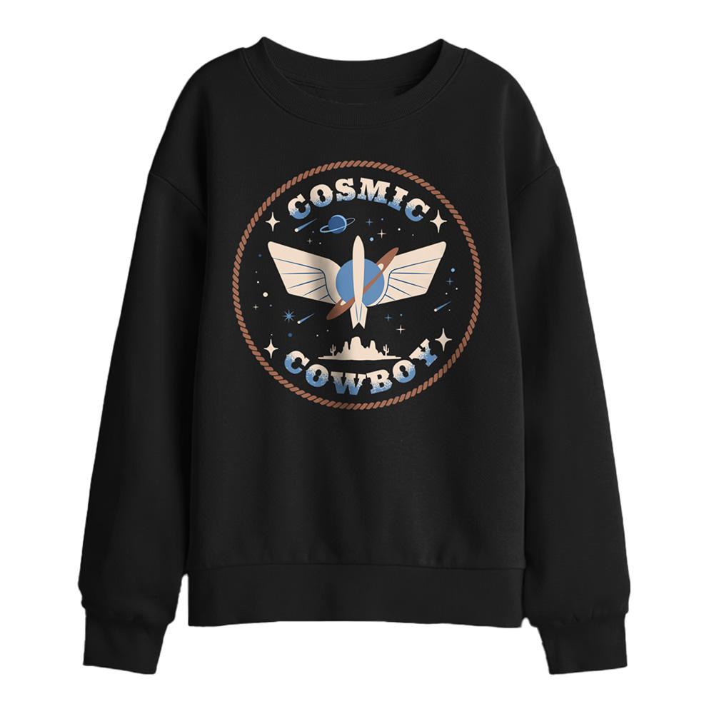 Black - Front - Toy Story 5 Childrens-Kids Cosmic Cowboy Badge Sweatshirt