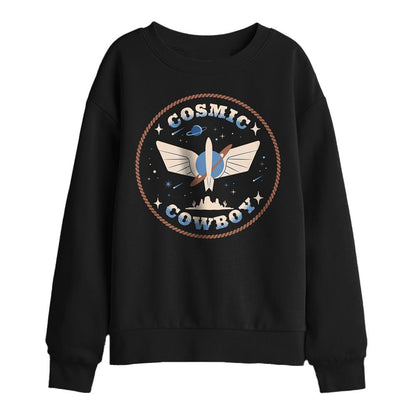 Black - Front - Toy Story 5 Childrens-Kids Cosmic Cowboy Badge Sweatshirt
