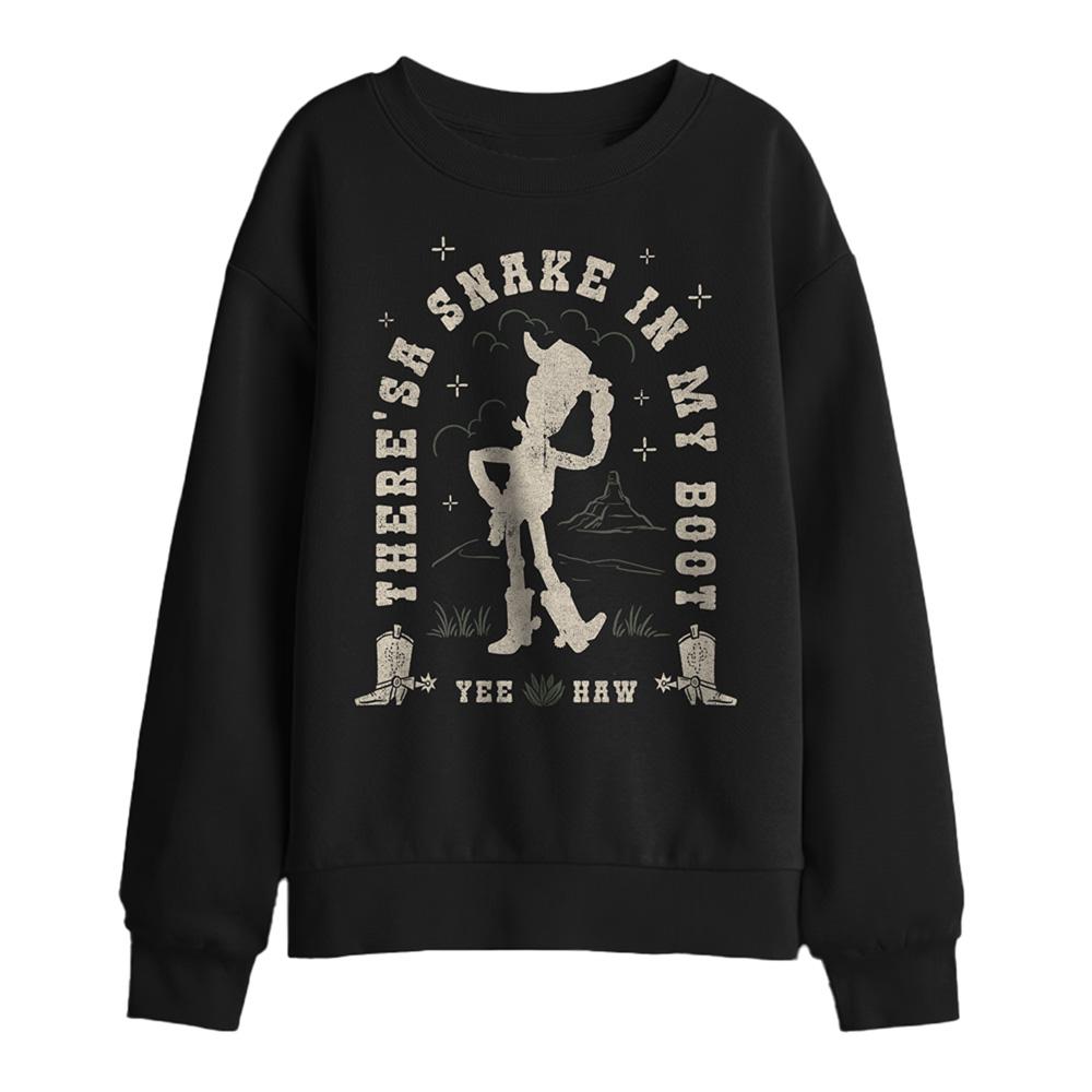 Black - Front - Toy Story 5 Childrens-Kids There´s A Snake In My Boot Woody Sweatshirt