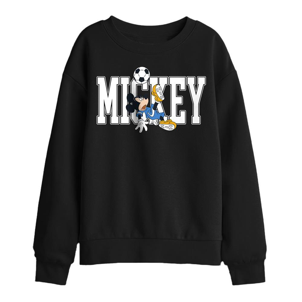 Black - Front - Disney Childrens-Kids Football Kick Mickey Mouse Sweatshirt
