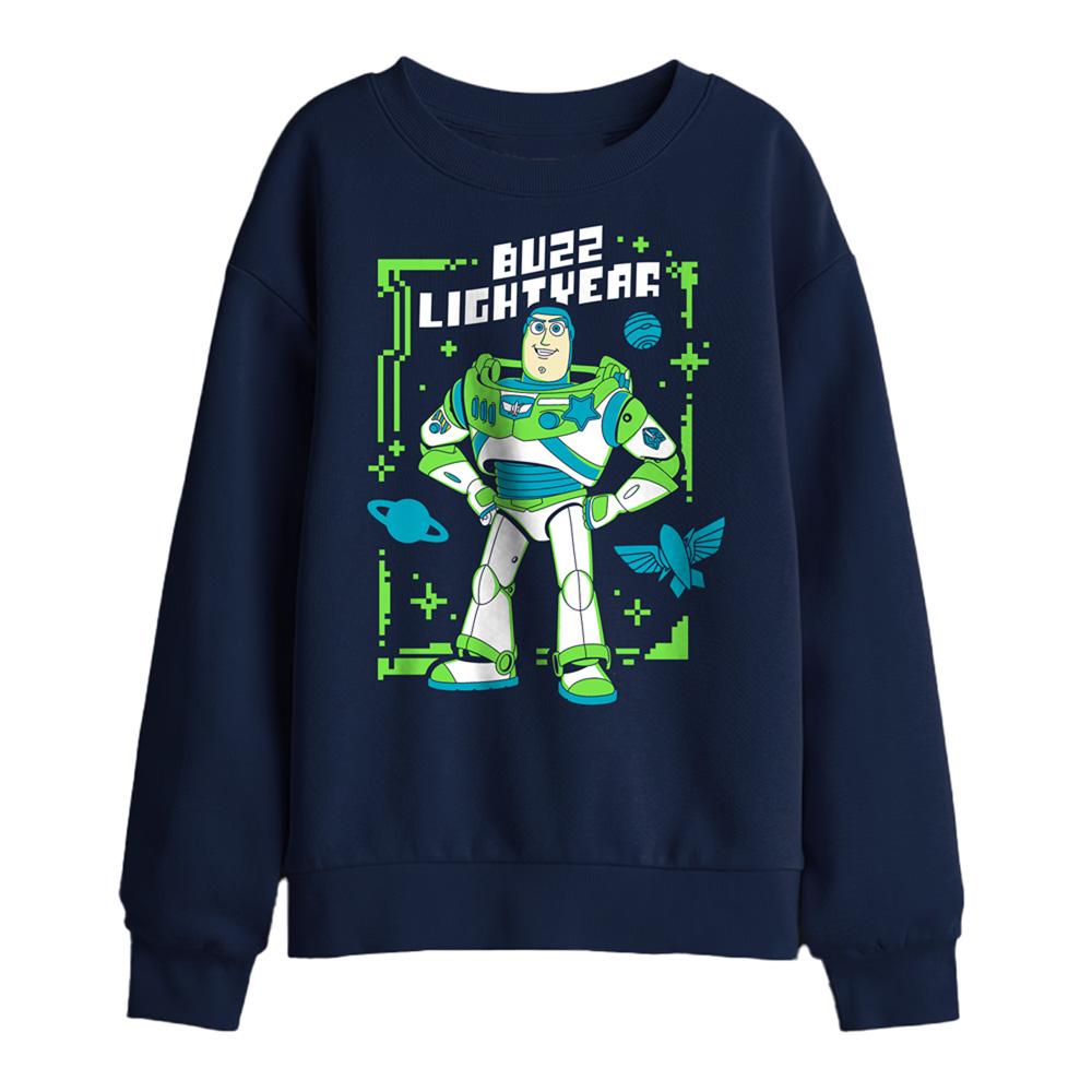 Navy - Front - Toy Story 5 Childrens-Kids Gaming Buzz Lightyear Sweatshirt