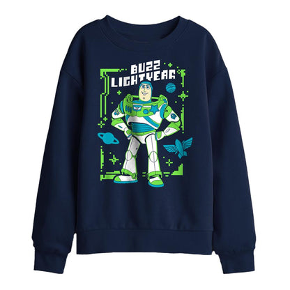 Navy - Front - Toy Story 5 Childrens-Kids Gaming Buzz Lightyear Sweatshirt