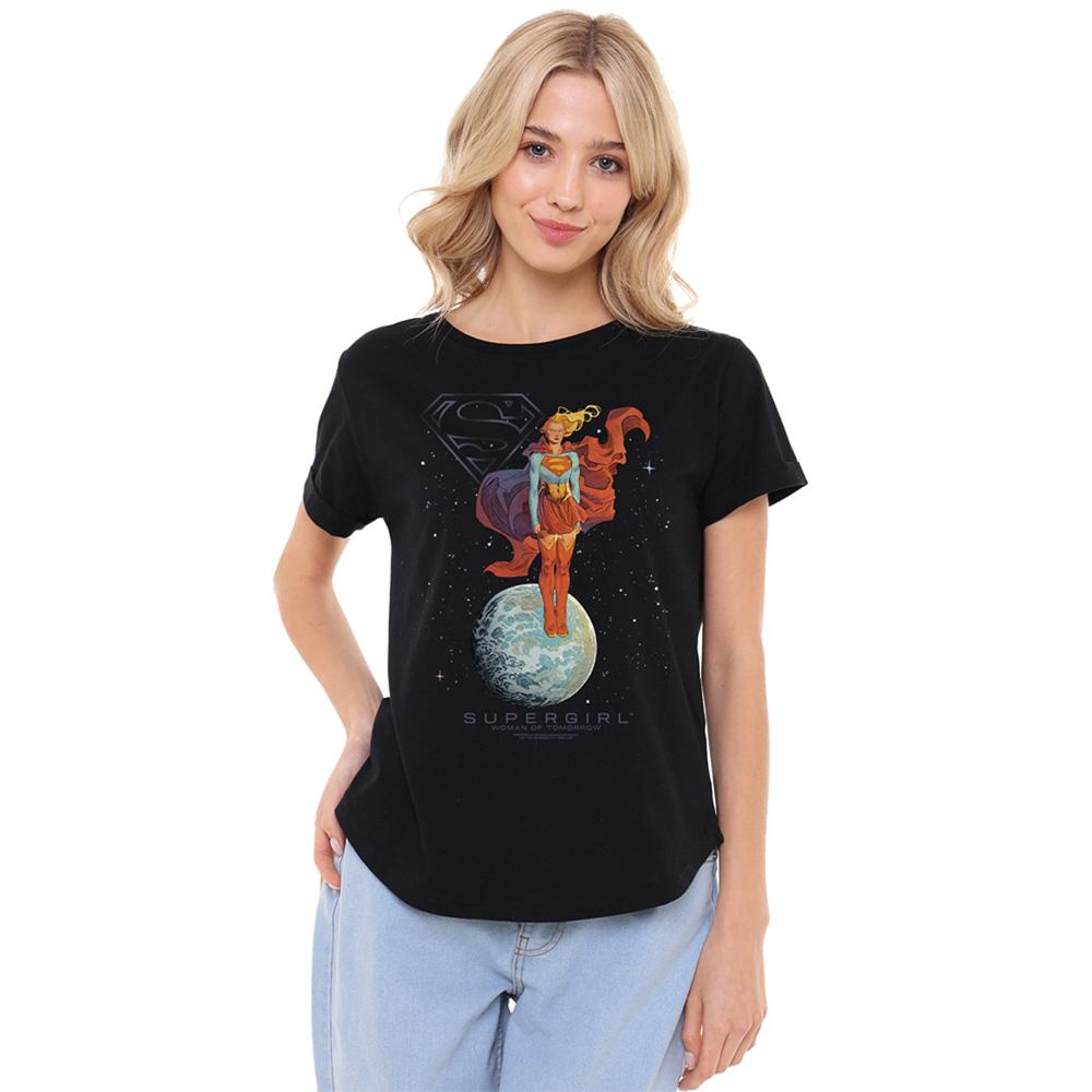 Black - Lifestyle - Supergirl Womens-Ladies Woman Of Tomorrow Galactic Fashion T-Shirt