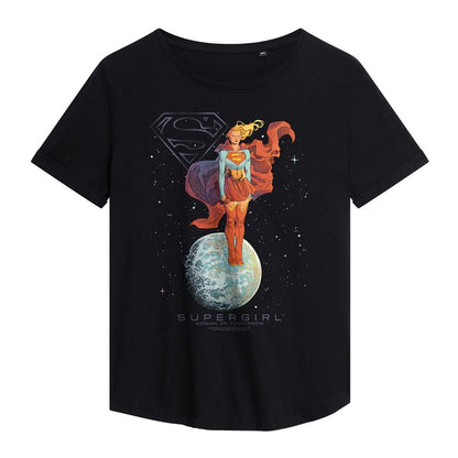 Black - Front - Supergirl Womens-Ladies Woman Of Tomorrow Galactic Fashion T-Shirt