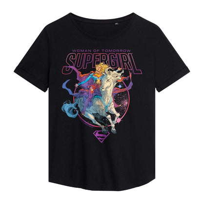 Black - Front - Supergirl Womens-Ladies Woman Of Tomorrow Comet Fashion T-Shirt