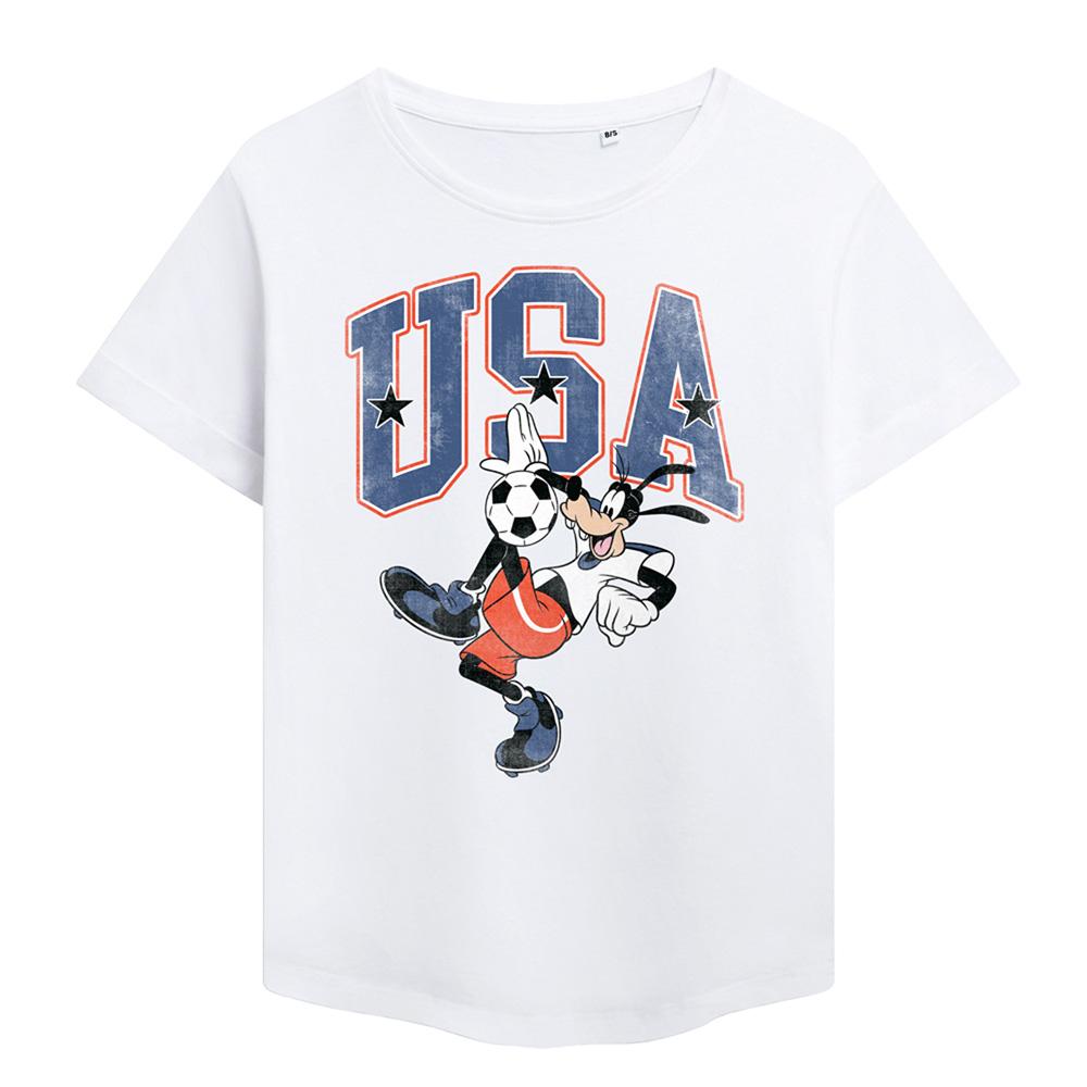 White - Front - Disney Womens-Ladies Football USA Goofy Fashion T-Shirt