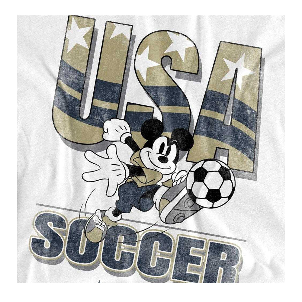 White - Side - Disney Womens-Ladies USA Soccer Mickey Mouse Fashion T-Shirt