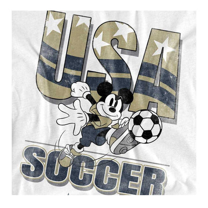 White - Side - Disney Womens-Ladies USA Soccer Mickey Mouse Fashion T-Shirt