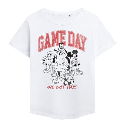 White - Front - Disney Womens-Ladies Friends Game Day Mickey Fashion T-Shirt