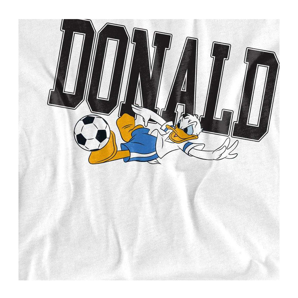 White - Side - Disney Womens-Ladies Football Kick Donald Duck Fashion T-Shirt