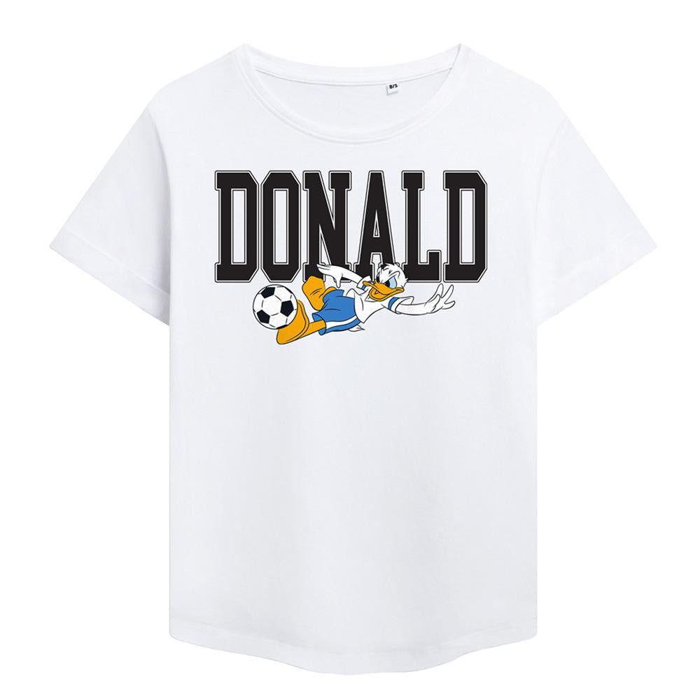 White - Front - Disney Womens-Ladies Football Kick Donald Duck Fashion T-Shirt