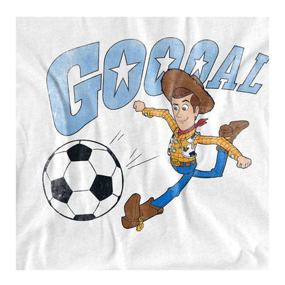 White - Side - Toy Story Womens-Ladies Goal Woody Fashion T-Shirt
