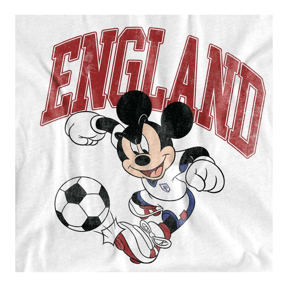 White - Side - Disney Womens-Ladies England Football Mickey Mouse Fashion T-Shirt