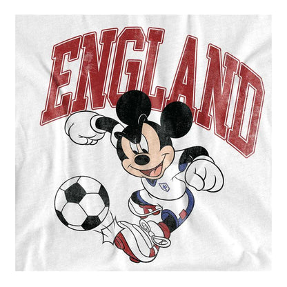 White - Side - Disney Womens-Ladies England Football Mickey Mouse Fashion T-Shirt