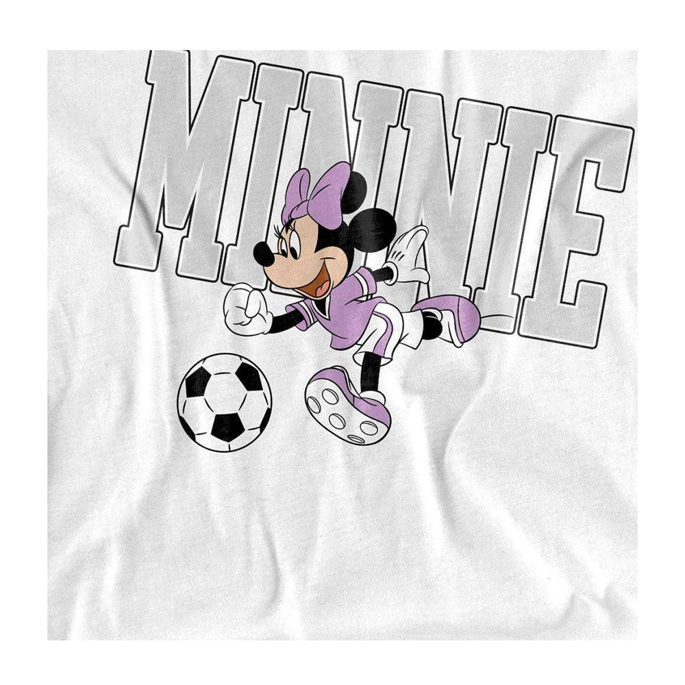 White - Side - Disney Womens-Ladies Football Kick Minnie Mouse Fashion T-Shirt