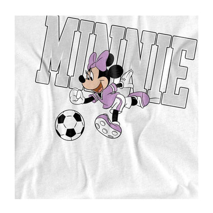White - Side - Disney Womens-Ladies Football Kick Minnie Mouse Fashion T-Shirt