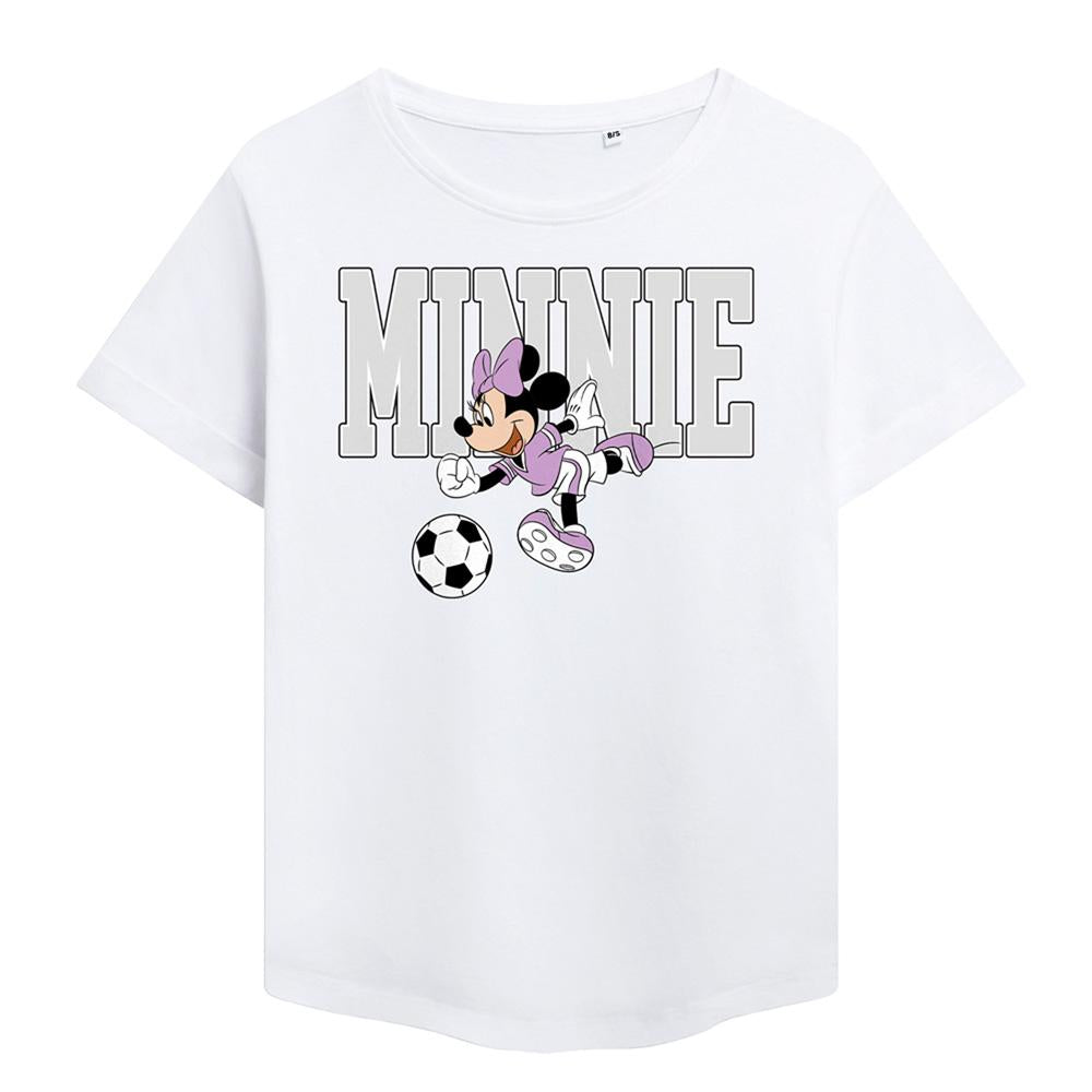 White - Front - Disney Womens-Ladies Football Kick Minnie Mouse Fashion T-Shirt