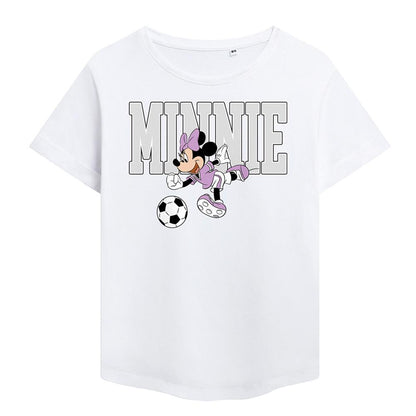 White - Front - Disney Womens-Ladies Football Kick Minnie Mouse Fashion T-Shirt
